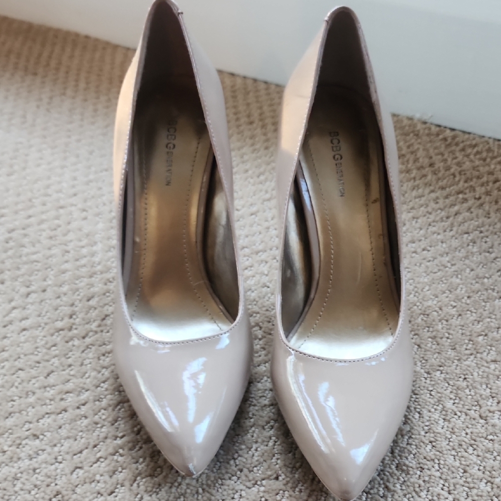 BCBGeneration Glossy Beige Heels